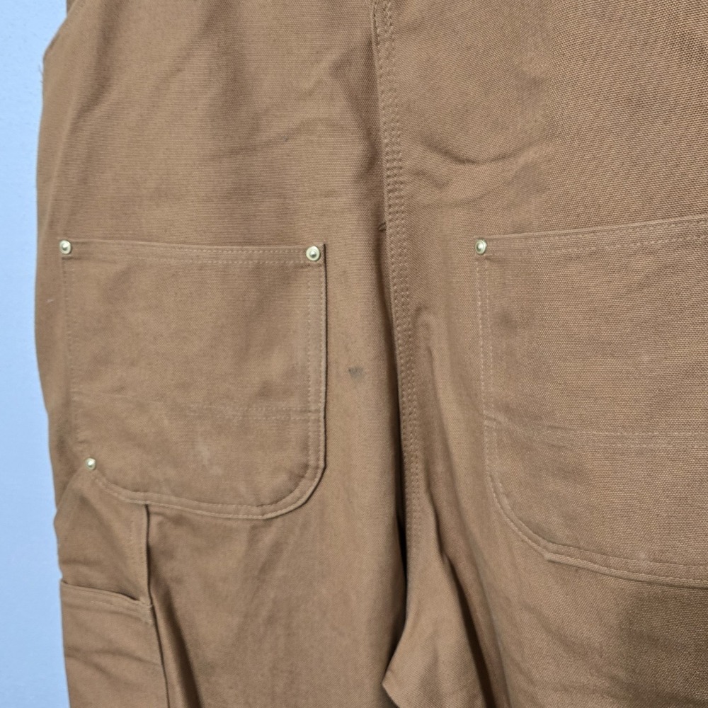 Carhartt Bib Overalls Brown Canvas RN14806 Workwear Duck Chore Men 34x32 STAINED - Picture 13 of 15